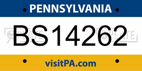 BS14262 Pennsylvania License Plate