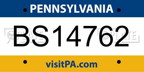 BS14762 Pennsylvania License Plate
