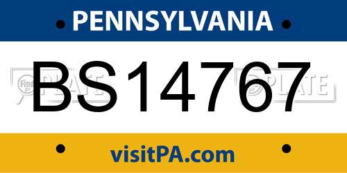 BS14767 Pennsylvania License Plate