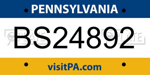 BS24892 Pennsylvania License Plate