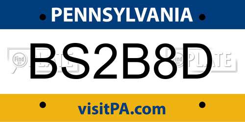 BS2B8D Pennsylvania License Plate