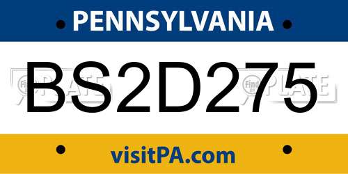 BS2D275 Pennsylvania License Plate