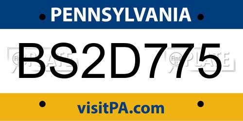 BS2D775 Pennsylvania License Plate