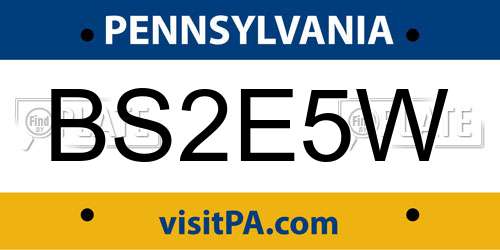BS2E5W Pennsylvania License Plate