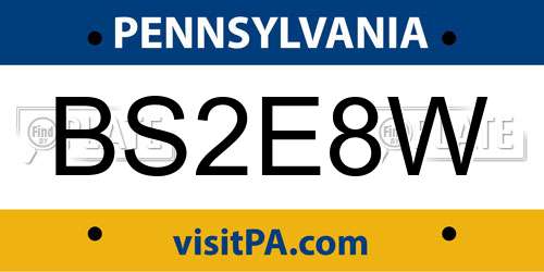 BS2E8W Pennsylvania License Plate