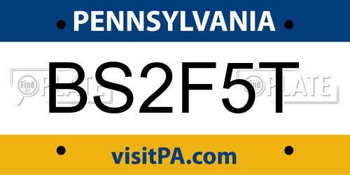 BS2F5T Pennsylvania License Plate