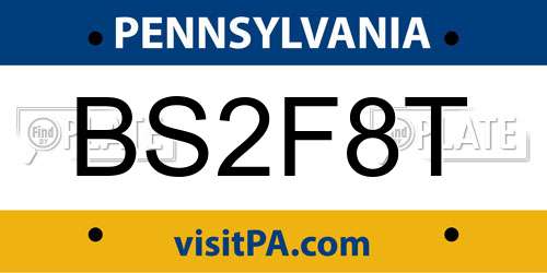 BS2F8T Pennsylvania License Plate