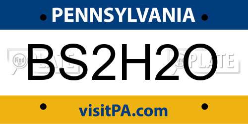 BS2H2O Pennsylvania License Plate