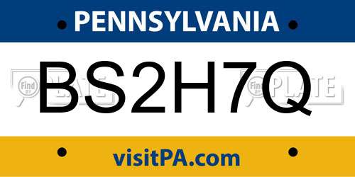 BS2H7Q Pennsylvania License Plate