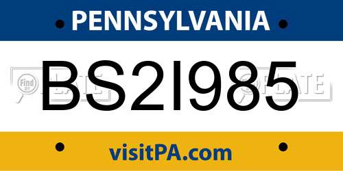 BS2I985 Pennsylvania License Plate
