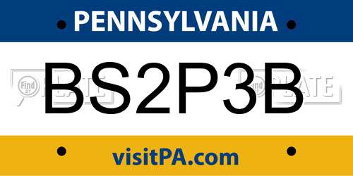 BS2P3B Pennsylvania License Plate