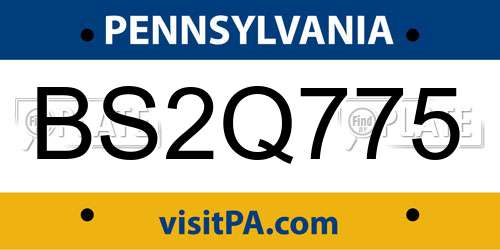 BS2Q775 Pennsylvania License Plate