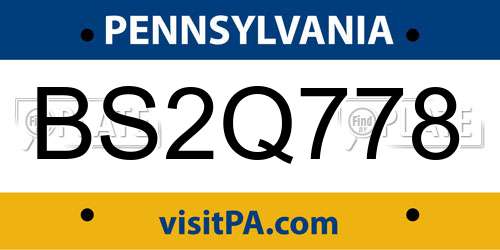 BS2Q778 Pennsylvania License Plate