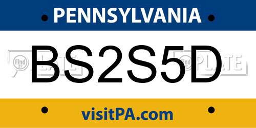 BS2S5D Pennsylvania License Plate