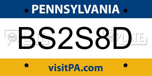BS2S8D Pennsylvania License Plate
