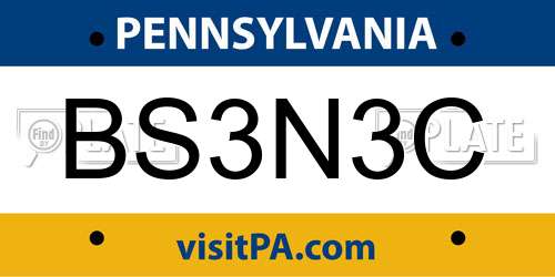 BS3N3C Pennsylvania License Plate