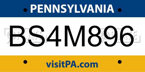 BS4M896 Pennsylvania License Plate