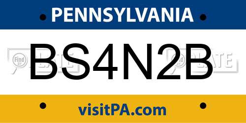 BS4N2B Pennsylvania License Plate