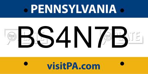 BS4N7B Pennsylvania License Plate