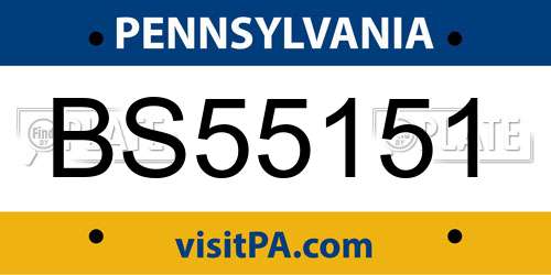 BS55151 Pennsylvania License Plate