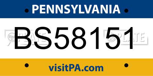 BS58151 Pennsylvania License Plate