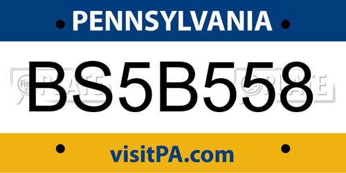 BS5B558 Pennsylvania License Plate