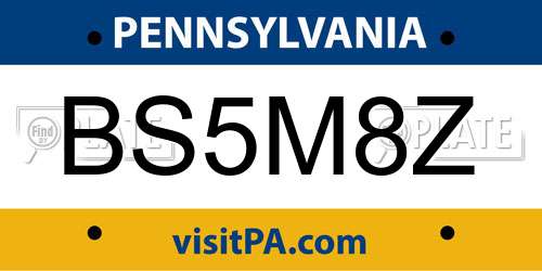 BS5M8Z Pennsylvania License Plate