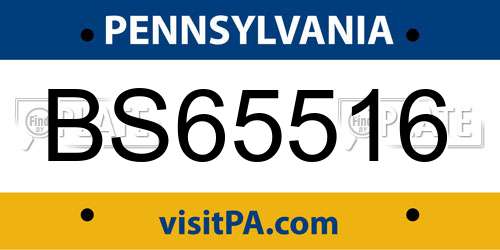 BS65516 Pennsylvania License Plate