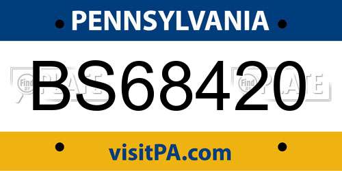 BS68420 Pennsylvania License Plate