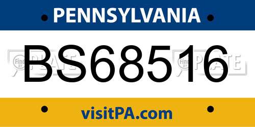 BS68516 Pennsylvania License Plate