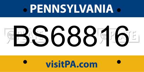 BS68816 Pennsylvania License Plate