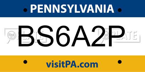 BS6A2P Pennsylvania License Plate
