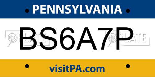 BS6A7P Pennsylvania License Plate