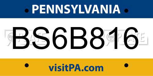 BS6B816 Pennsylvania License Plate