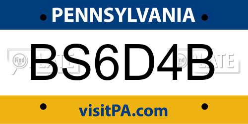 BS6D4B Pennsylvania License Plate