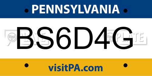 BS6D4G Pennsylvania License Plate