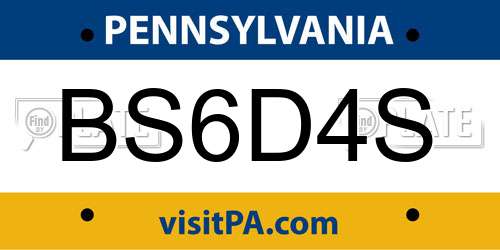 BS6D4S Pennsylvania License Plate