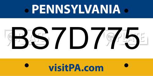 BS7D775 Pennsylvania License Plate