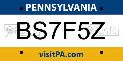 BS7F5Z Pennsylvania License Plate