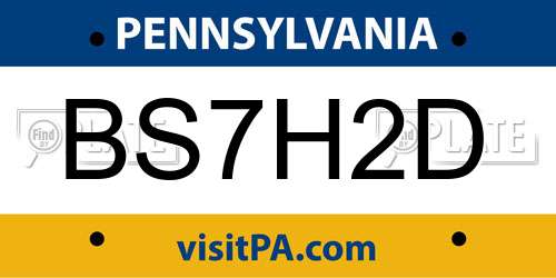BS7H2D Pennsylvania License Plate