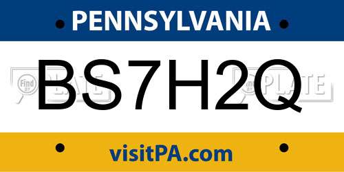 BS7H2Q Pennsylvania License Plate