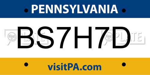 BS7H7D Pennsylvania License Plate