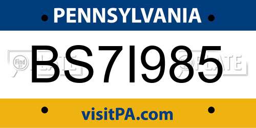 BS7I985 Pennsylvania License Plate