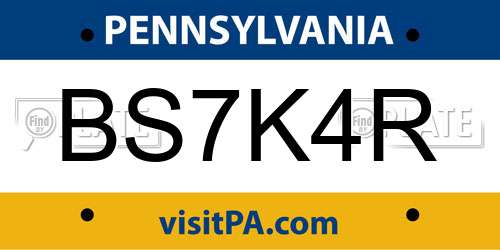 BS7K4R Pennsylvania License Plate