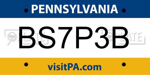 BS7P3B Pennsylvania License Plate