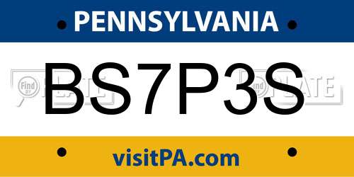 BS7P3S Pennsylvania License Plate