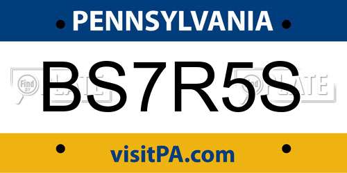 BS7R5S Pennsylvania License Plate