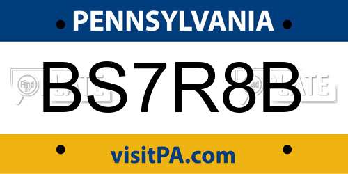 BS7R8B Pennsylvania License Plate