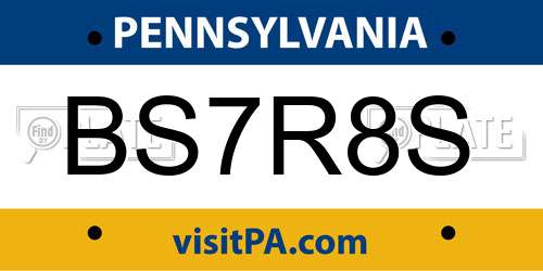 BS7R8S Pennsylvania License Plate