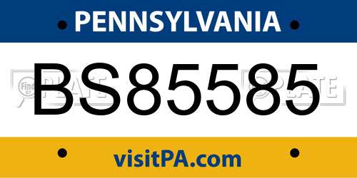 BS85585 Pennsylvania License Plate